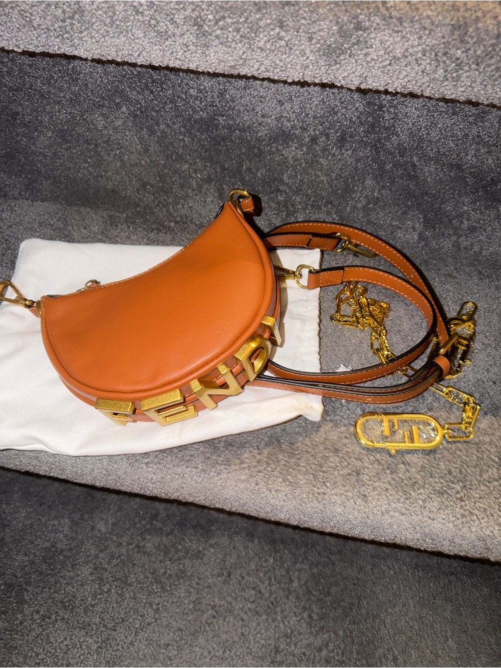 Small half moon purse bag two straps camel/cognac brown NEW make an offer🤎